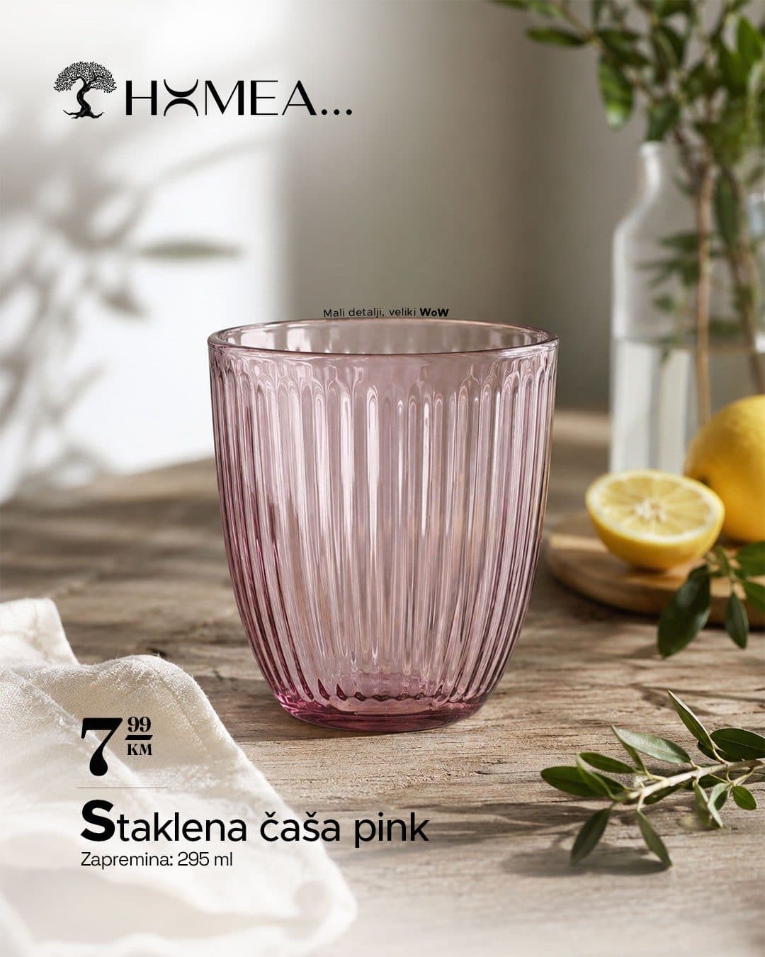 Staklena čaša pink