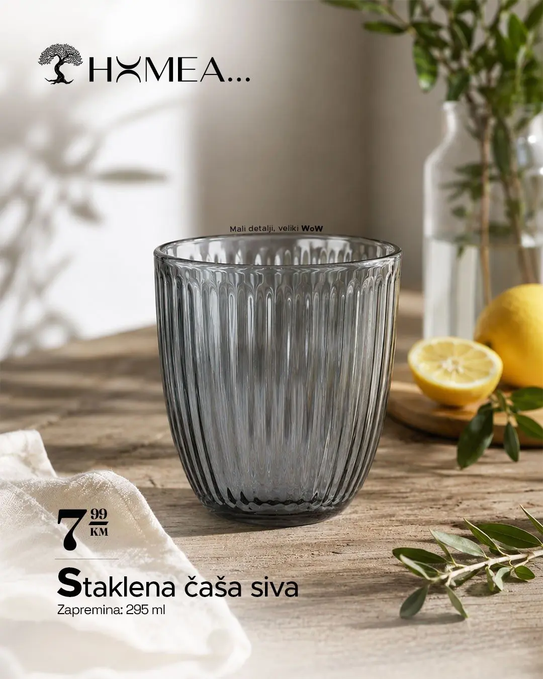 Staklena čaša siva